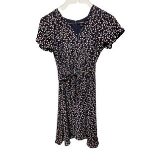 Ann Taylor Factory Navy Floral Print Short Sleeve Lined Dress Size 4